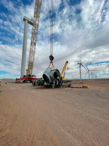 Montaje en el parque eólico de Cerro Tigre (Chile)